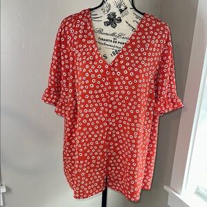 CeCe Floral Flutter Sleeve Blouse